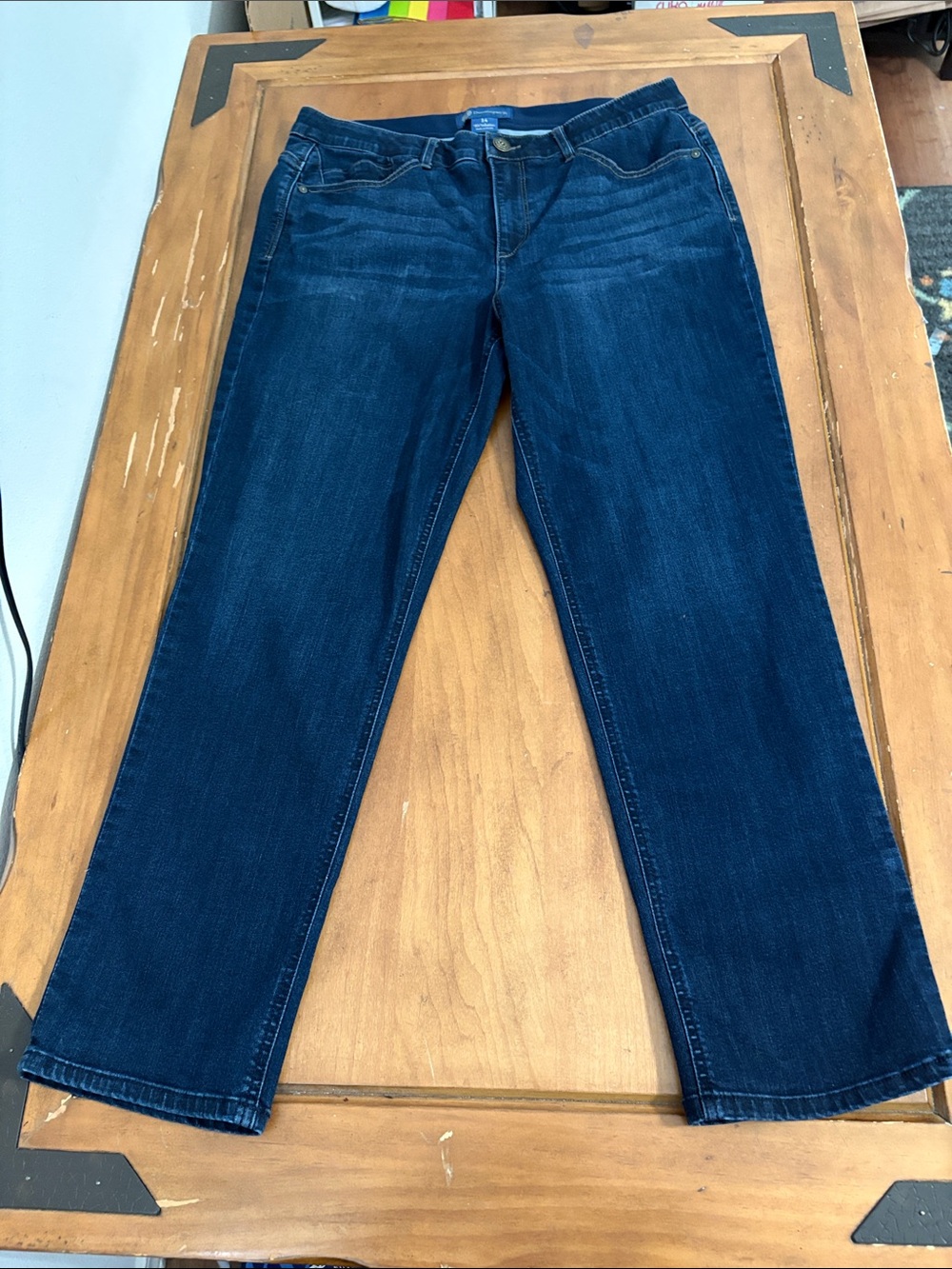 Democracy AbSolution Dark Blue Straight-Leg Women's Jeans Size 14